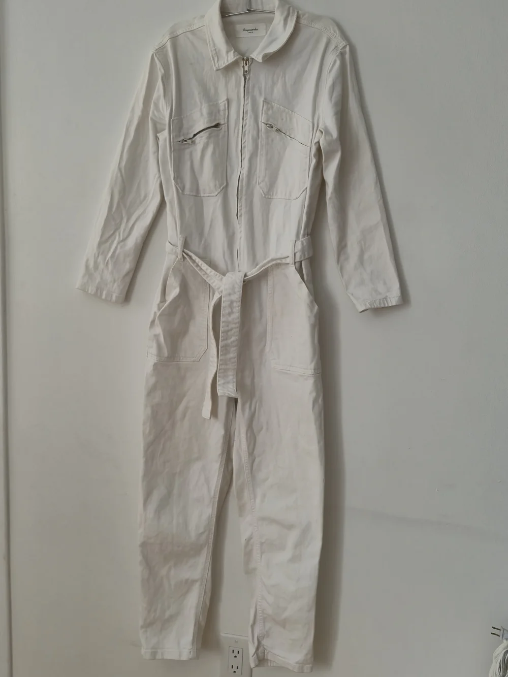 Acquaverde Paris Off-White Utility Jumpsuit with Tie Waist - Size 38 - Picture 2 of 16